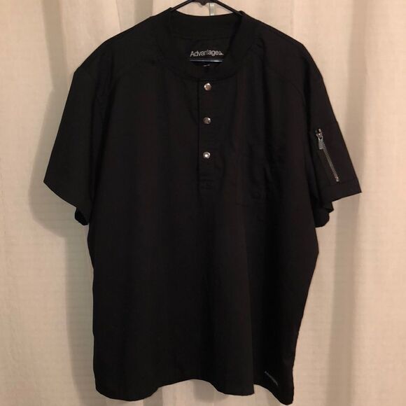Uniform Advantage 2X Black Three Snap Front Short Sleeve Uniform Top - Picture 1 of 10